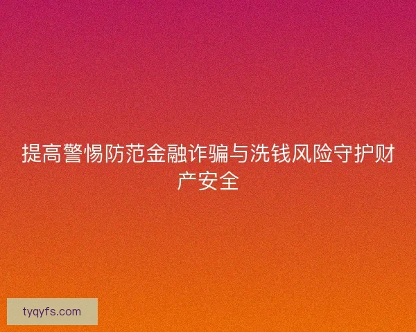 提高警惕防范金融诈骗与洗钱风险守护财产安全